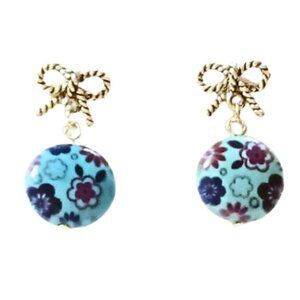Flower Dangle Bowtie Earrings